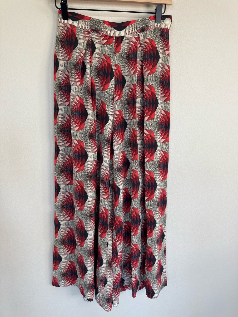 Silvae 100% Silk Geometric Wide Leg Palazzo Pants Art Deco Scandinavian XS